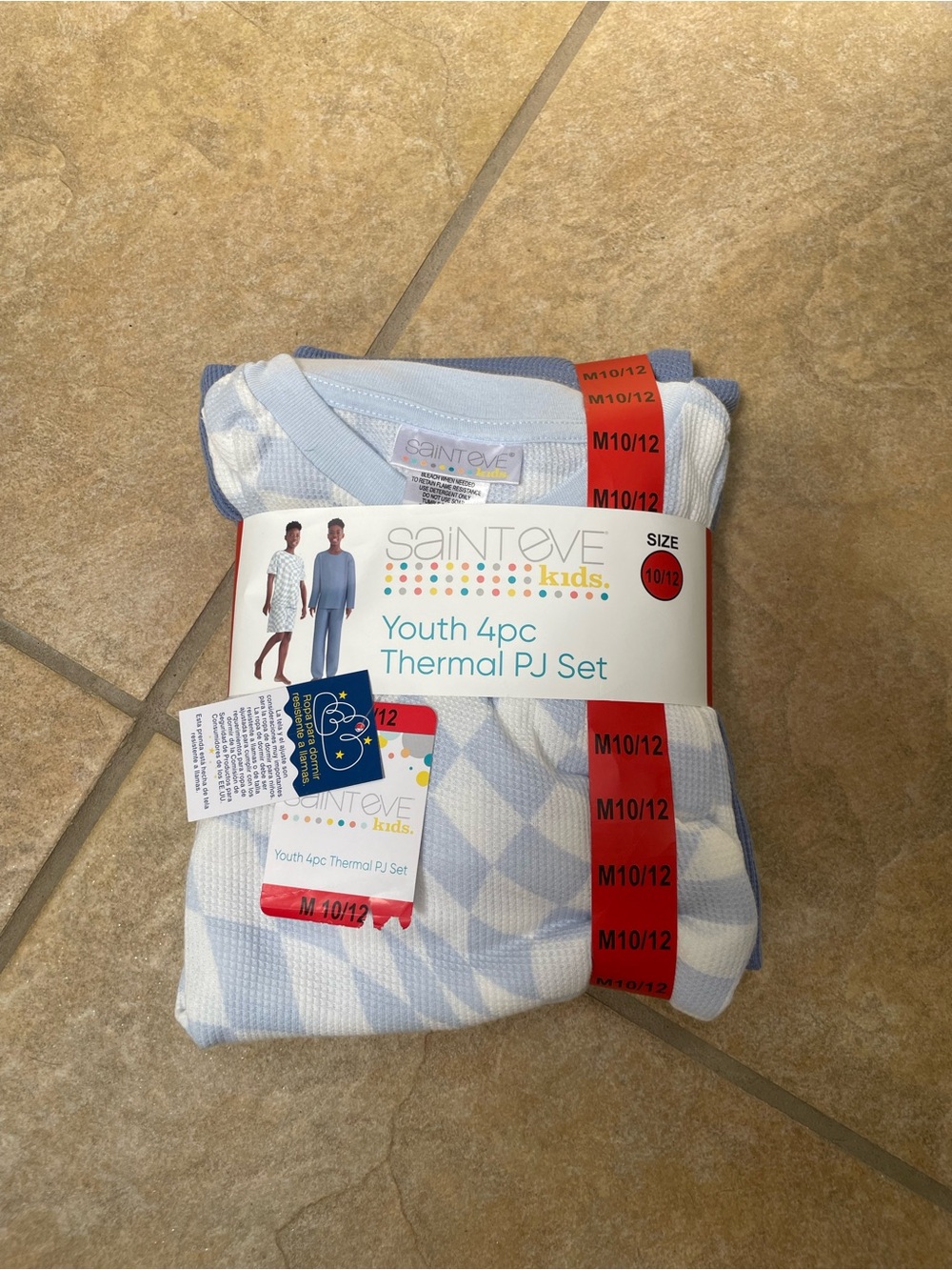 Sainteve Kids Light Blue 4pc Thermal Pajama Set - Youth